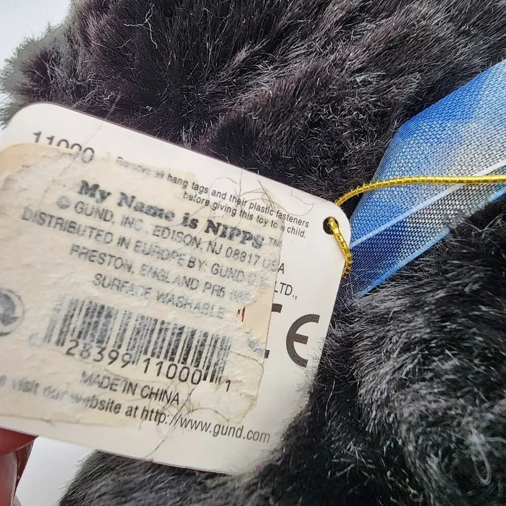 Vintage Gund Nipps Tuxedo Cat Plush 10
